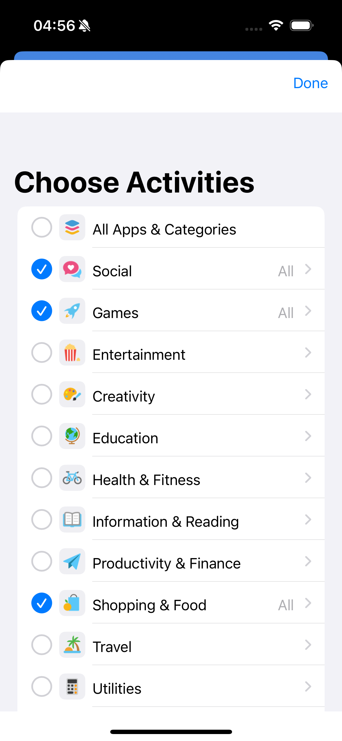 Zenvi App - Choose App Categories to Block